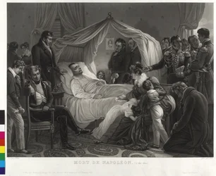 Napoleon I. auf dem Sterbebett umgeben von Anhängern