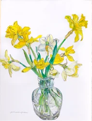 Narzissen in einer Vase mit schmalem Hals