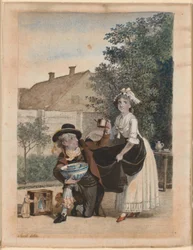 Eine Szene aus P. A. Heibergs Schauspiel "Chinafarene"