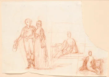 Kompositionsentwurf für das Rybergsche Familienbild; rechts Entwurf einer sitzenden Frauenfigur