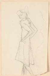 Spazierender Herr, halb von hinten gesehen, nach links gehend