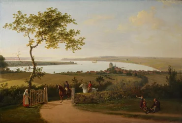 Blick auf den Kleinen Belt von einem Hügel bei Middelfart