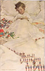 Ein Kind im Bett, aus 