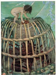 Tom und der Hummerkorb, Illustration aus 