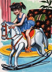 Mädchen auf Schaukelpferd