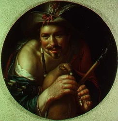 Bauer spielt Dudelsack