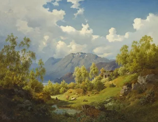 Landschaft, Motiv aus dem Numme-Tal in Norwegen, 1850