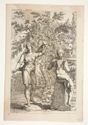 Atalanta und ein Faun, aus Sculpturae Veteris Admirata