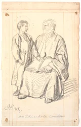 Figurenstudie eines sitzenden Alten und eines stehenden Jungen