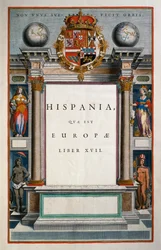 Hispania quae est Europae (Spanien), Buch XVII, Titelseite Band IX, Atlas Maior, von Joan Blaeu, Kupferstich, Amsterdam