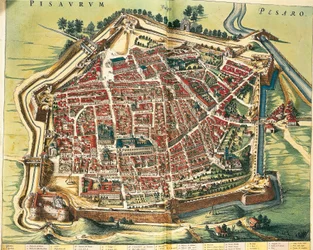Italien, Karte von Pesaro aus Theatrum civitatum et admirandorum Italiae von Joan Blaeu
