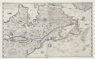Karte von Kanada, Gravur nach der Vermessung von Samuel de Champlain