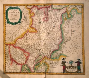 Karte von Modena aus Theatrum civitatum et admirandorum Italiae von Joan Blaeu, Gravur
