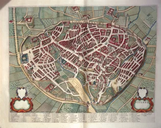 Karte von Viterbo aus Theatrum civitatum et admirandorum Italiae, von Joan Blaeu, Kupferstich