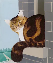 Katze auf einem Fenstersims