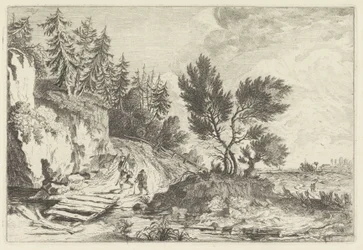 Zwei Wanderer bei einer Brücke