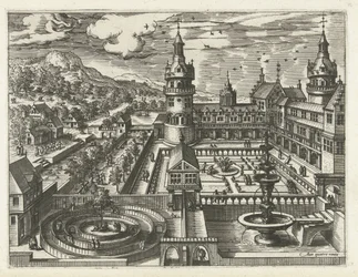 Schloss mit Labyrinth und Brunnen