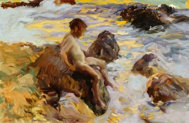 Junge in den Wellen, Javea, 1900