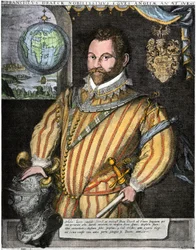 Porträt von Sir Francis Drake (Gravur)