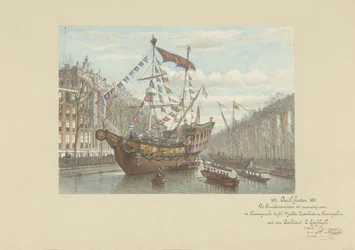 Dekorationen an der Herengracht anlässlich der Aprilfeste 1887