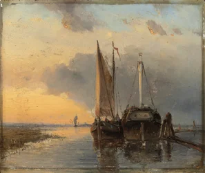 Hafen an einem niederländischen Fluss, 1843