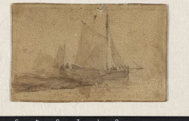 An einer Landzunge vertäutes Fischerboot