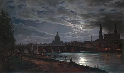 Ansicht von Dresden bei Mondschein