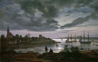 Mondscheinansicht von Larvik, Norwegen