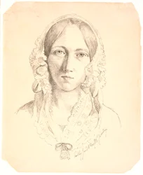 Porträt einer jungen Frau, en face. Möglicherweise Louise Marie Neergaard (1816-1895) darstellend