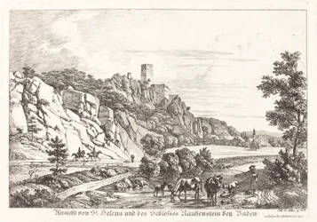Ansicht von St. Helena und des Schlosses Rauhenstein bei Baden