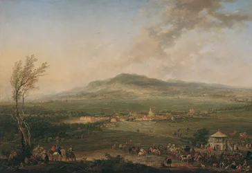 Laxenburg vom Lusthaus auf der Hanawiese gegen Mödling