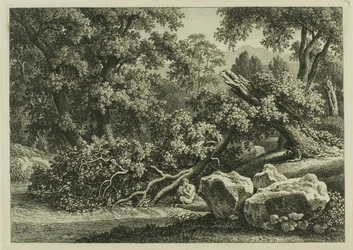 Landschaft mit Pan, der eine Flöte spielt
