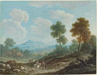 Reisende in einem breiten Tal, ca. 1750