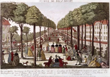 Die Leipziger Promenade Ende des 18. Jahrhunderts (Gravur von Rosmesler & Bergmuller)