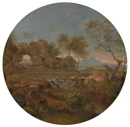 Südliche Landschaft mit Felsentor