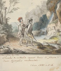 Carlo und Ubaldo widerstehen den Verzauberungen der Nymphen von Armida aus Torquato, 1782