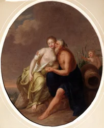 Der Flussgott und eine Nymphe. Gemälde von Johann Heinrich Wilhelm Tischbein (1751-1829)