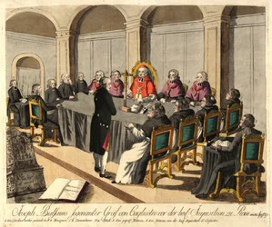 Joseph Balsamo, Graf von Cagliostro, vor der Inquisition in Rom am 14. April 1791, 1791
