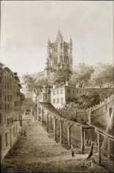 Escaliers du Marché und Kirchturm der Kathedrale