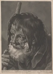 Porträt eines Mannes mit einem Stab