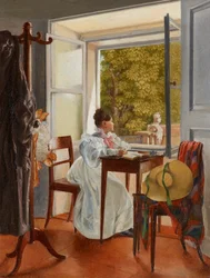 Marie Krafft am Schreibtisch