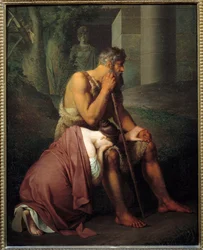 Ödipus und Antigone, Gemälde von Johann Peter Krafft (1780-1856) (deutsche Schule), 1809, Maße: 0,53 x 0,66 m