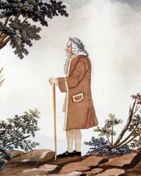 Porträt von Voltaire, französischer Schriftsteller (1694-1778) - in „Gouache und Seide“ zugeschrieben Johann Huber aus Genf