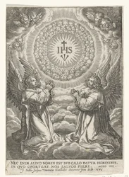 Engel verehren das Monogramm Christi