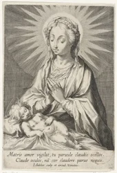 Maria betet das schlafende Christuskind an