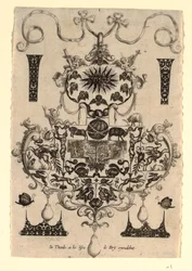 Anhänger-Design mit der Versuchung, Platte 1, aus einer Serie von acht Anhänger-Designs mit den Kardinaltugenden