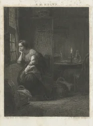 Frau mit Kind am Fenster