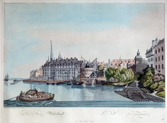 Ansicht von Düsseldorf vor der französischen Bombardierung am 6. Oktober 1794, 1798
