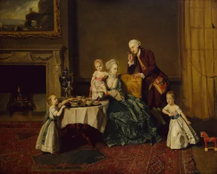 Gruppenporträt von John, 14. Lord Willoughby de Broke und seiner Familie