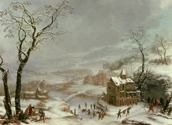 Winterszene in der Nähe des Flusses Flustal